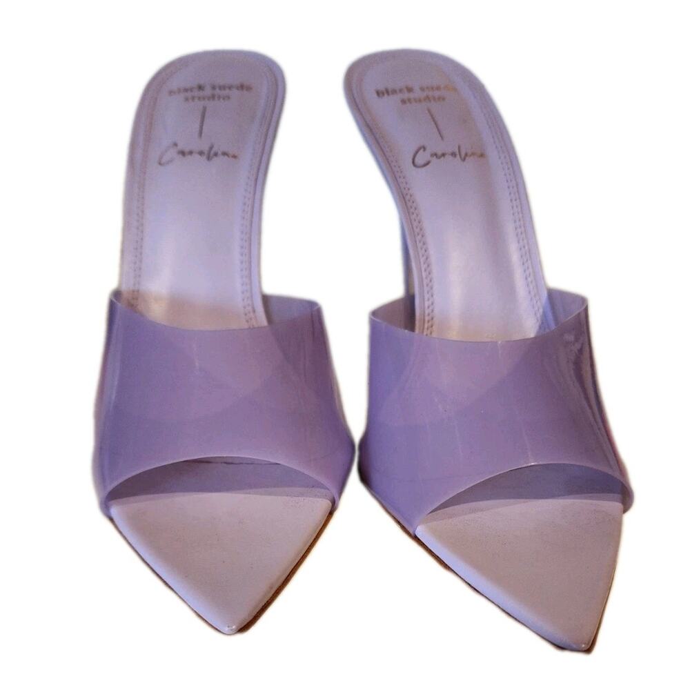 Black Suede Studios Bella Heel Clear Lavender Excellent Condition!! Size 37.5/7 - Picture 5 of 9